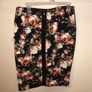 Floral zip up skirt